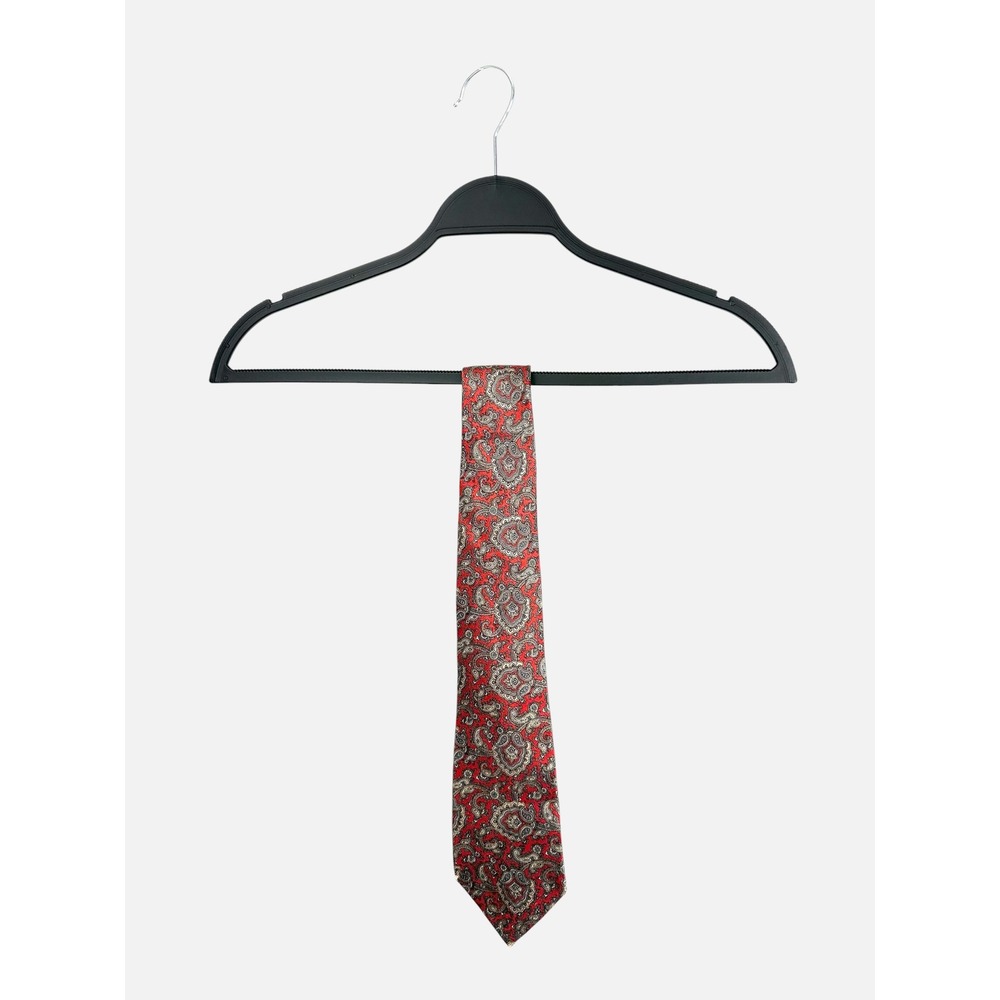 Vintage 90s Oscar de la Renta Couture Silk Paisley Tie Hand Sewn Made USA